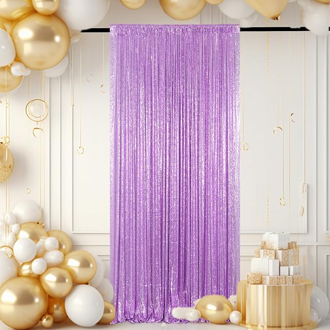 ShinyBeauty Sequin Curtain Lavender 4FTx8FT Sequin Photo Backdrop Light Purple - Image 5
