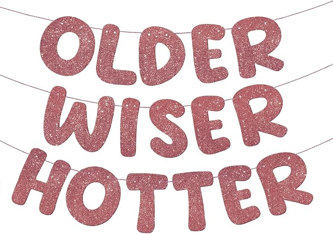 Fulmoon Set of 3 Pre Strung Older Wiser Hotter Glitter Banner Funny Birthday by Fulmoon