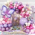 Butterfly Balloon Arch Kit, Metallic Pink Cream Balloons Foil Balloons by Jobkoo