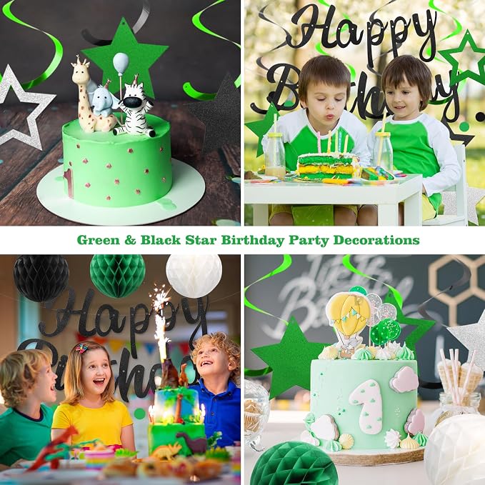 YEOCU Birthday Decorations, No DIY Pre-Strung Happy Birthday Banner | Green - Image 5