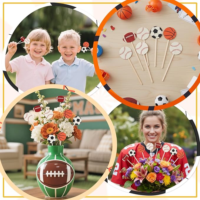TICIAGA Sports Themed Wooden Floral Picks - Image 6