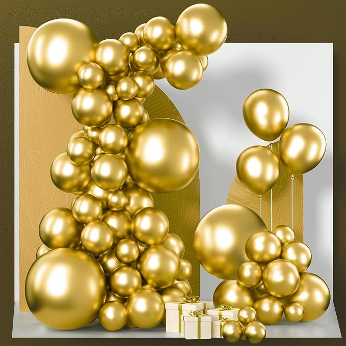 PartyWoo Gold Balloons 152pcs Different Sizes of 18 12 10 5 Inch | Balloons by PartyWoo