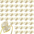 Hotop 24 Pcs Napkin Rings Gold Table Decorations, Elegant Bling Leaves Napkin Rings, Rhinestone Guest Towels Buckle for Wedding Gold Party, Thanksgiving Christmas Dinner Banquet Table Decoration