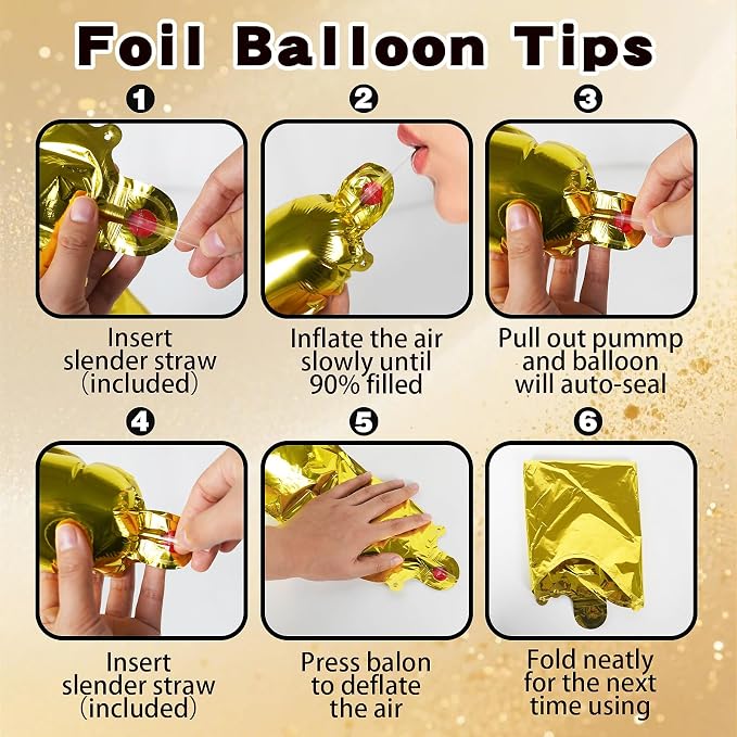 Gold Happy Birthday Balloon Banner, Foil Letter Balloons Party Decoration Sign - Image 3