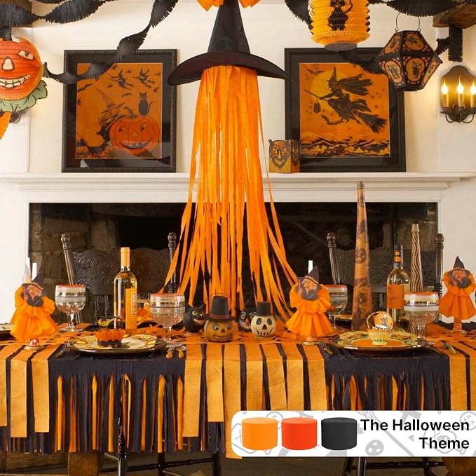 PartyWoo Yellow Pastel Orange Crepe Paper Streamers 6 Rolls 492 FT | Graduation - Image 2
