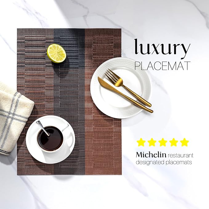 LEXMORE Placemats Set of 4 Vinyl/Plastic Woven Place Mats - Image 2