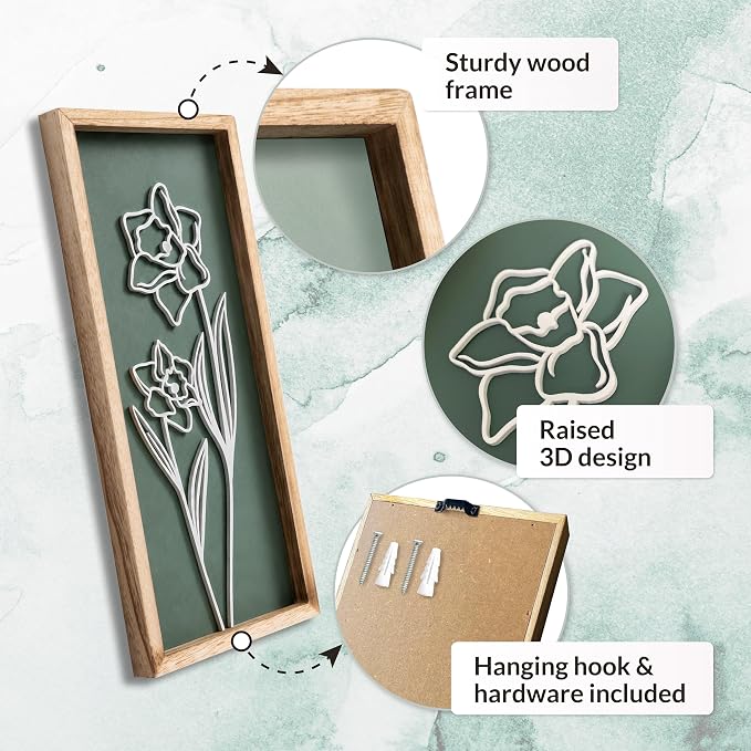 Tide and Tales Floral 3D Green Wall Art, Botanical Wall Decor, Lightweight - Image 5