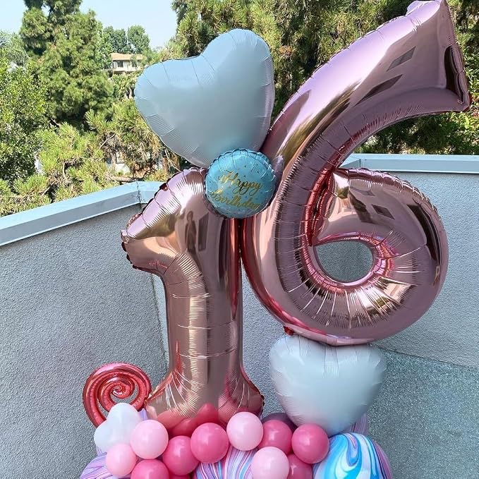 Rose Gold 26 Number Balloons, 40 Inch Big Giant Jumbo 26 or 62 Balloon Numbers - Image 4