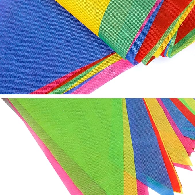 YGEOMER 600pcs Colorful Pennant Banner Flags 750ft | Multicolor carnival - Image 4