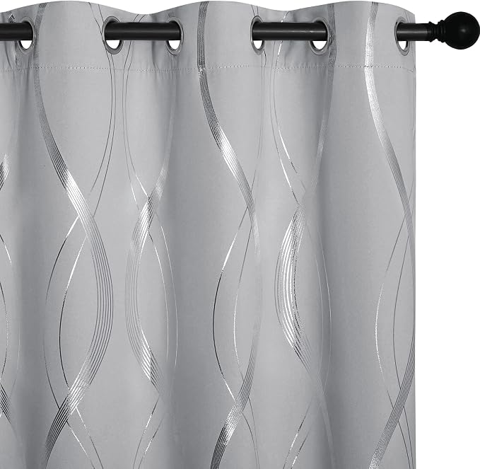NICETOWN Silver Grey Pattern Curtains - Image 3