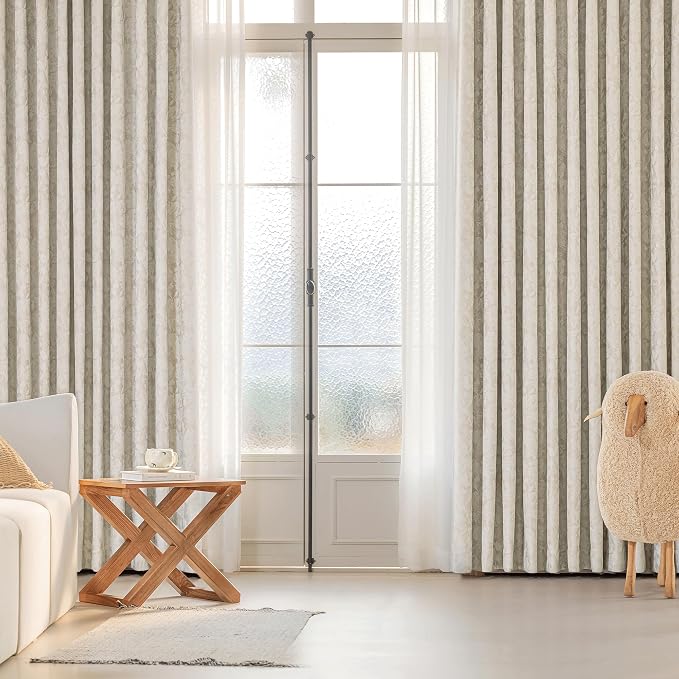 Beauoop Beige Floral Jacquard Blackout Curtains - Image 8