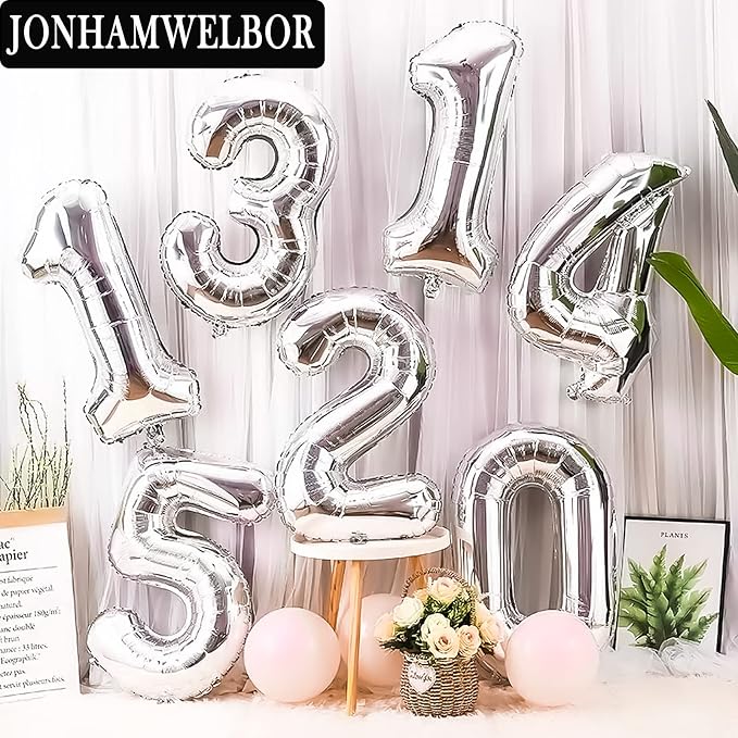 Jonhamwelbor 13 Balloon Numbers Silver Giant Jumbo Big Large Number 13 or 31 - Image 5