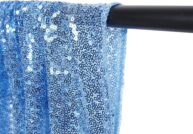 Poise3EHome Baby Blue Sequin Backdrop Curtain, 8FT x 10FT Sequin Photography - Image 3