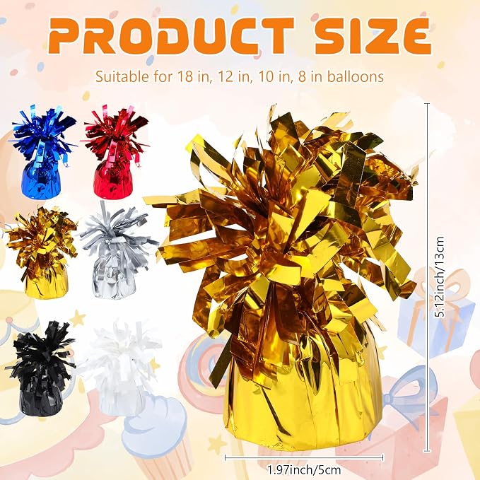6 Pack Gold Balloon Weights Metallic Holder Anchors Balloon Holder Weights - Image 2