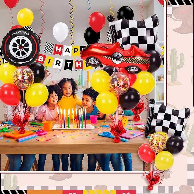 Civaner Race Car Party Balloons Stand Kit 6 Sets, and Red - Image 6