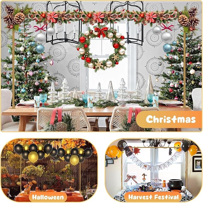 Over The Table Rod Stand with Clamps Gold Table Balloon Arch Banner Frame | - Image 3