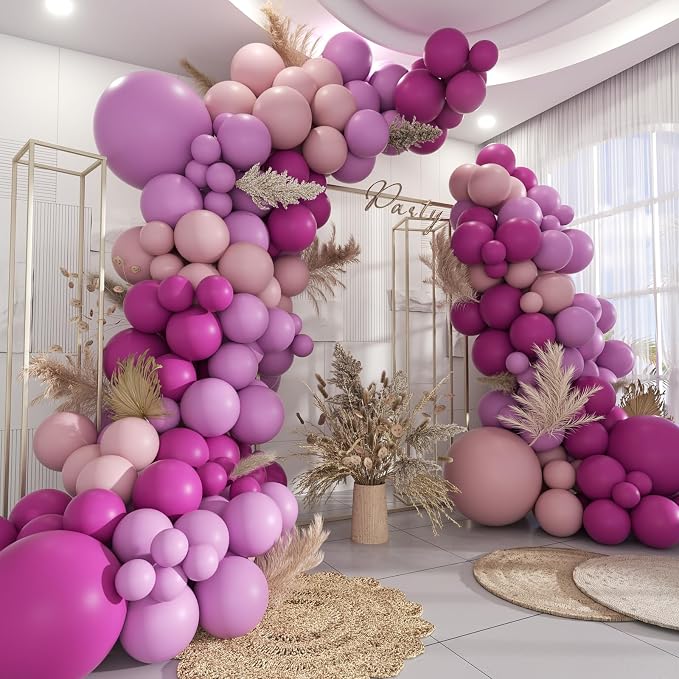 Red Purple Pink Balloon Garland Arch Kit by MOXMAY