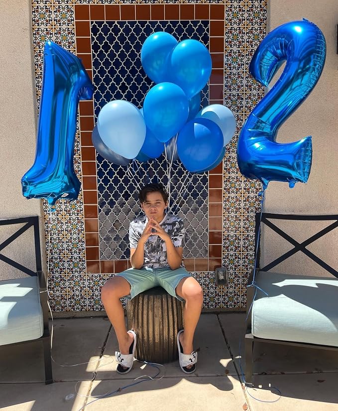 5 Balloon Numbers Birthday Decorations, 40In Dark Blue Balloons - Image 4