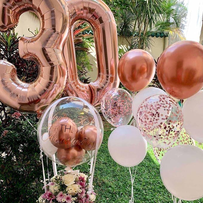 Rose Gold 30 Number Balloons, 40 Inch Giant Number 30 Balloons Foil Mylar - Image 6