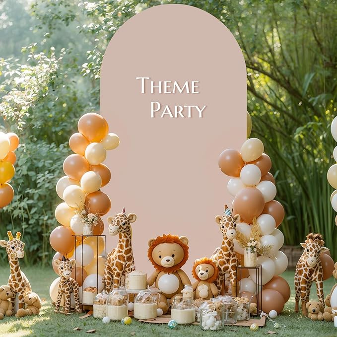 6.6FT Nude Arch Backdrop Cover - Polyester Fitted Wedding Arch Stand Covers Round Top Chiara Arch Backdrop Cover for Birthday Party Banquet Photo Background Decoration
