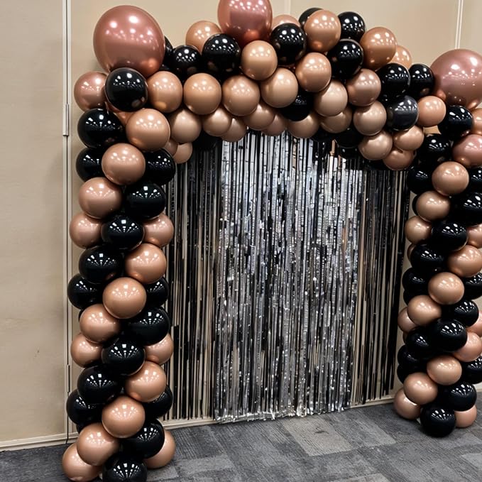 Black Rose Gold Balloons, Metallic Pearl Matte Confetti Balloon - Image 8