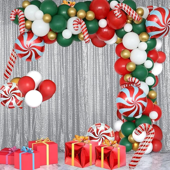 Sugargirl Silver Sequin Backdrop Curtain 7FTx7FT Glitter Silver Background - Image 3