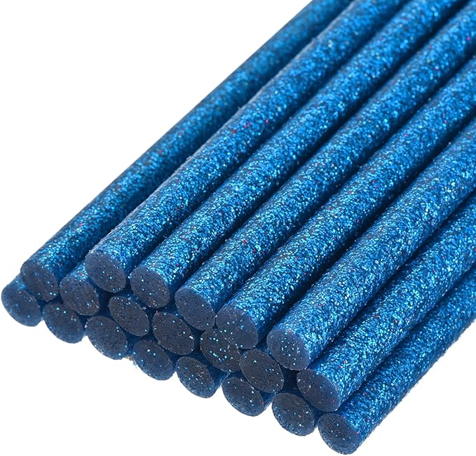 uxcell 20pcs Hot Glue Sticks for Glue Gun 11mm/0.43-inch x 6-inch Mini Hot Melt Adhesive Glue Stick Glitter Blue