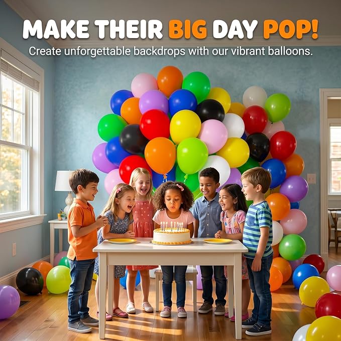 50pcs 12 Inch Premium Multicolor Rainbow Balloons | Helium Quality Colorful - Image 6
