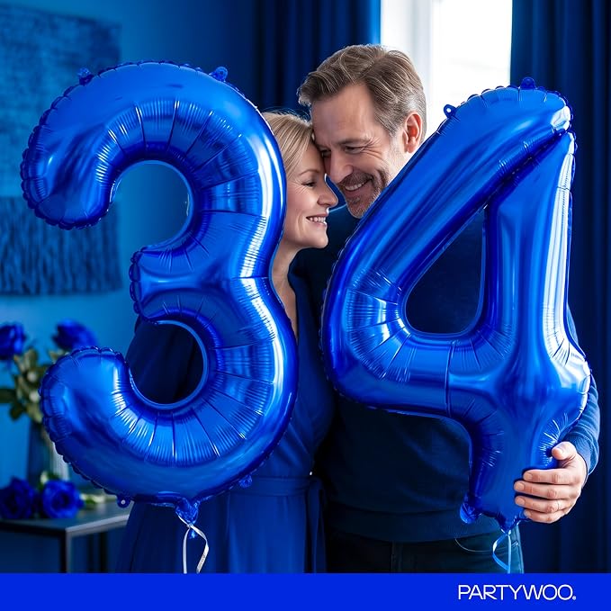 PartyWoo Number Balloons 40 Inch Blue Number 3 Kit - Image 9