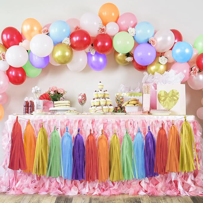 Rainbow Happy Birthday Banner and Paper Tassel Garland - Image 4