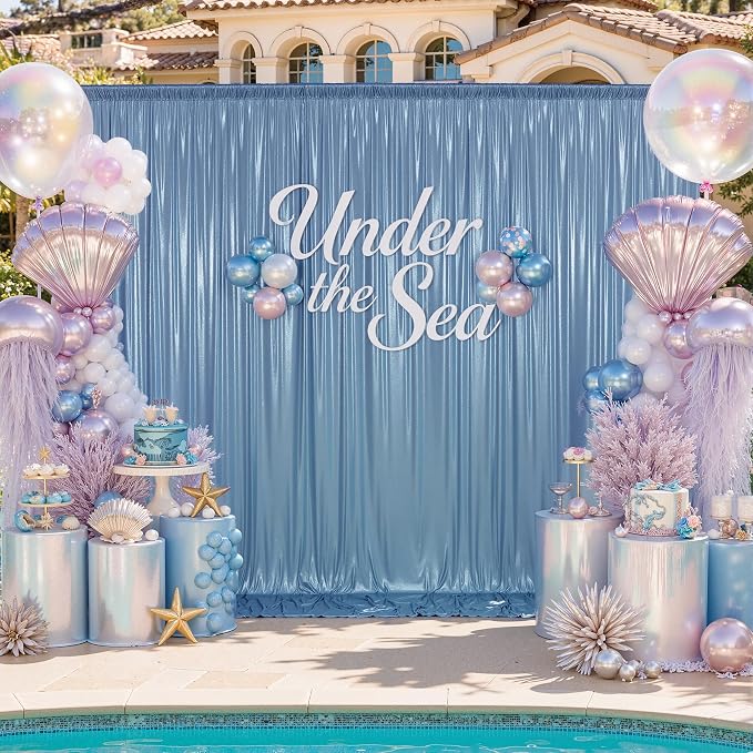 gogoparti 20x10FT Baby Bule Sequin Backdrop Curtain - Image 7