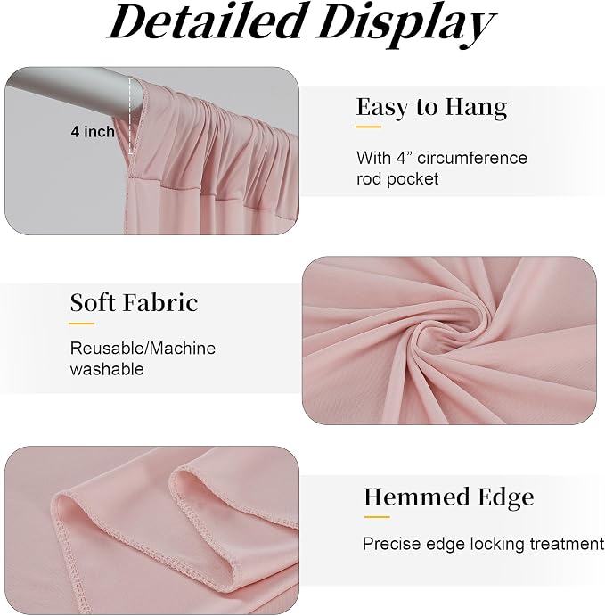 50ft x 12ft Dusty Pink Backdrop Curtains - Image 4