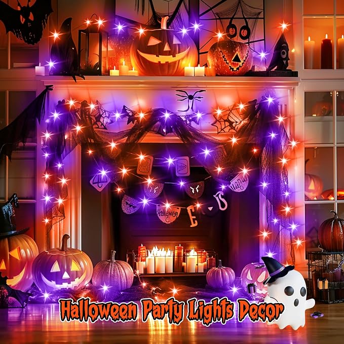 Brightown 12 Pack Purple Orange Fairy Lights Battery Operated String Lights - - Image 3