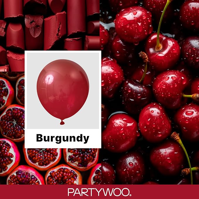 PartyWoo Burgundy Balloons 155pcs Dark Chestnut Red Maroon Color | 18 12 10 5 - Image 2