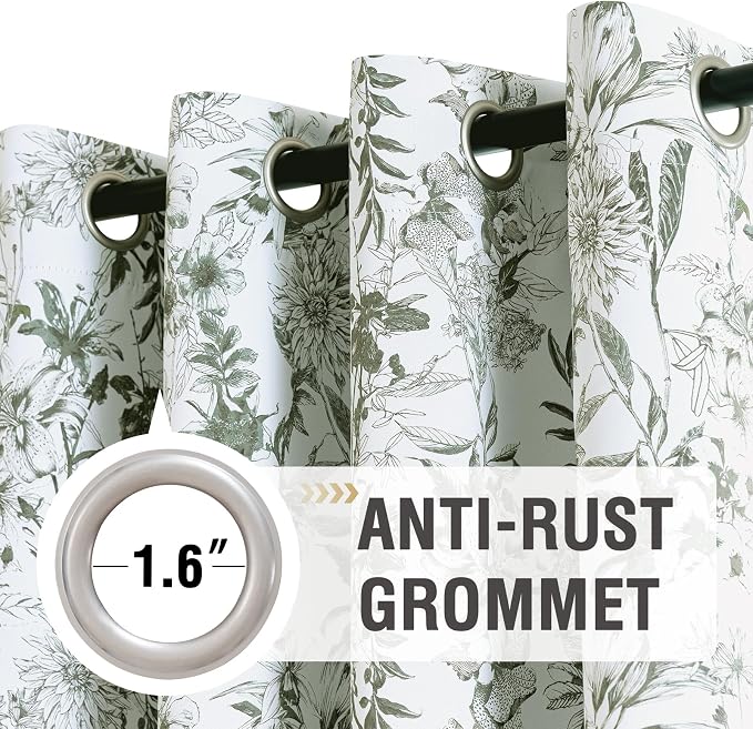 H.VERSAILTEX Blackout Curtains 96 Inch Length 2 Panels Set Floral Print Curtain - Image 2