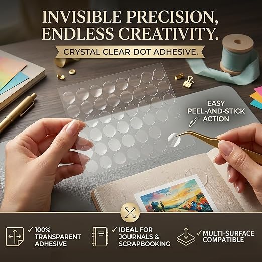 Glue Dots Double Sided 300 PCS, 1.18 Inch Clear Sticky Dots Removable Adhesive - Image 6
