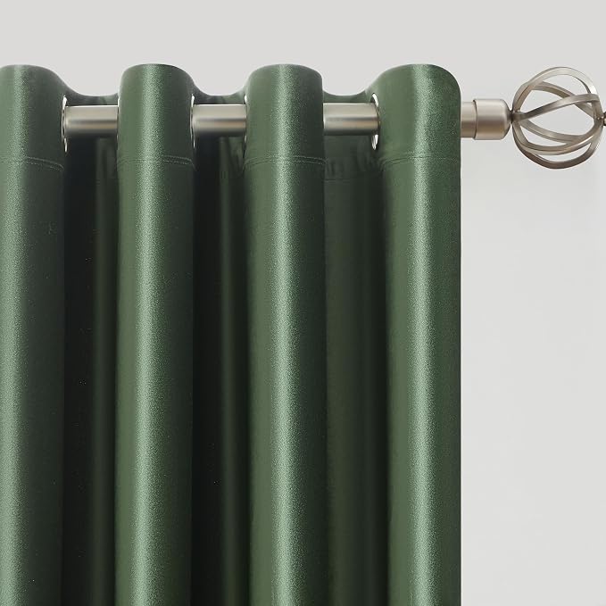 BULBUL Velvet Oilve Green Blackout Curtains 63 inch - Image 2