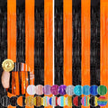 Black Orange Streamers Foil Fringe Curtain 3.3 x 8.3ft Party Streamers 2Pack by UWPVOWSR