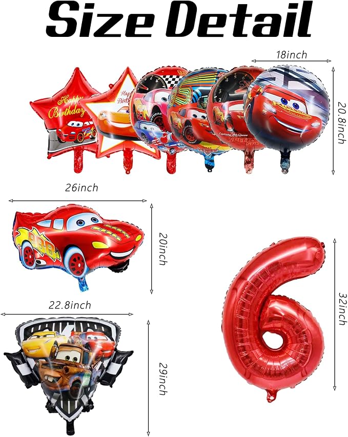 9 Pcs Car Theme Happy Birthday Decorations, Cute Cartoons Party Decorations - Image 2