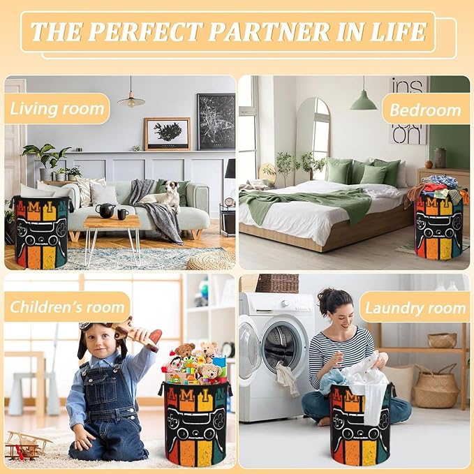 Gaming Laundry Hamper Bag With Waterproof Liner - Image 7