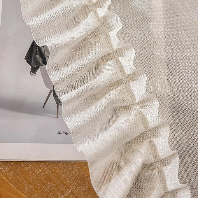 Farmhouse Linen Ruffle Curtains - Image 7