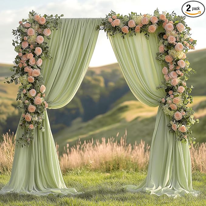 ESGOTBME 30x10ft Wrinkle Free Sage Green Backdrop Curtain by ESGOTBME