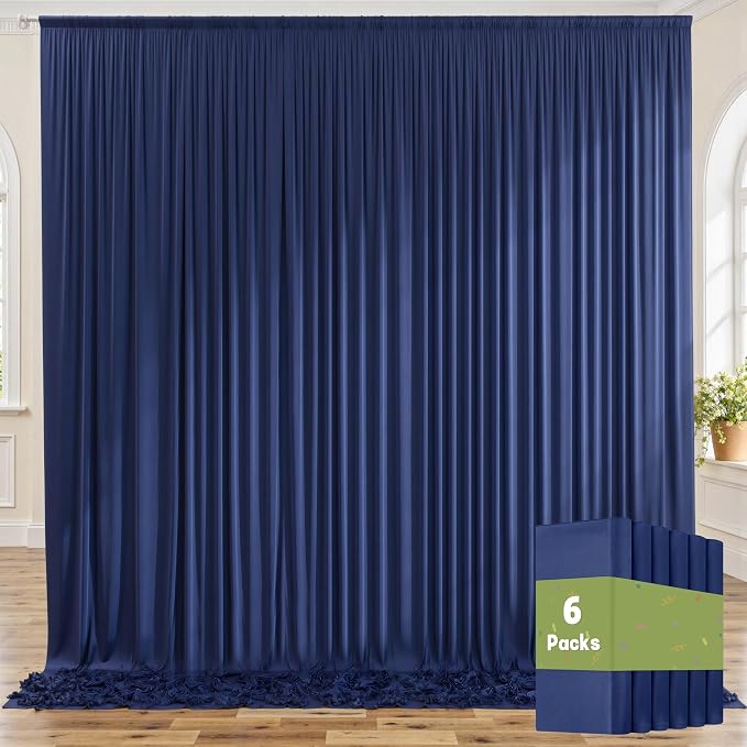 30ft x 10ft Wrinkle Free Navy Blue Backdrop Curtains by ENJOYYOURPARTY