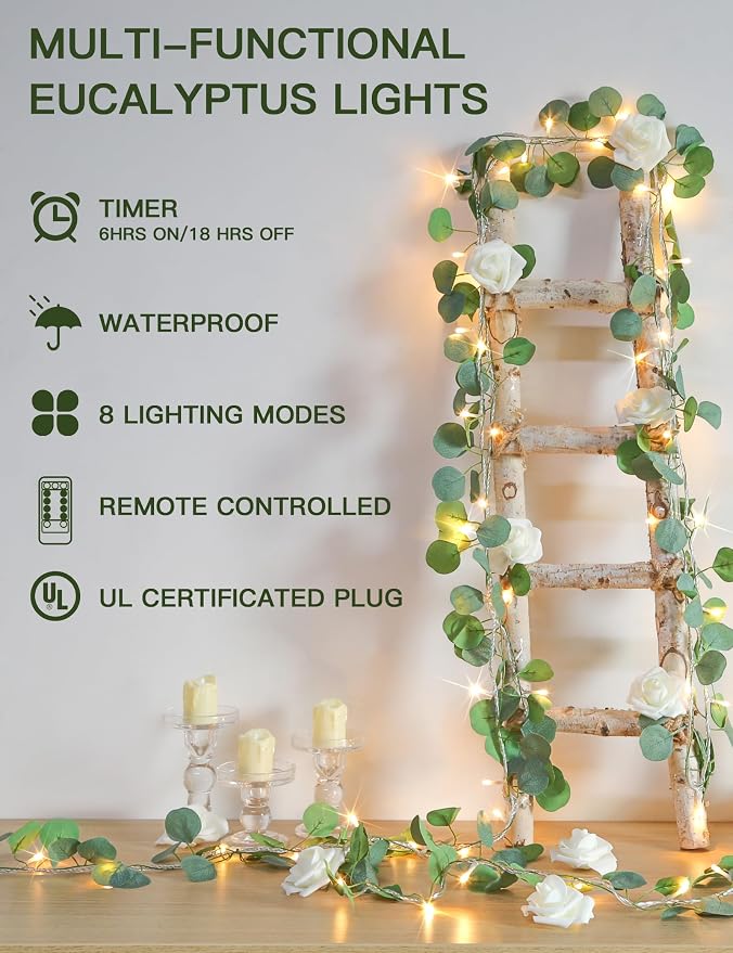 33FT 100LED Eucalyptus Garland Vines - Image 2