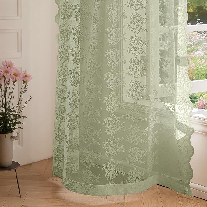 Anmao Vintage Lace Curtains 72 Inches Long 2 Panels Set, Romantic Elegant Light - Image 7
