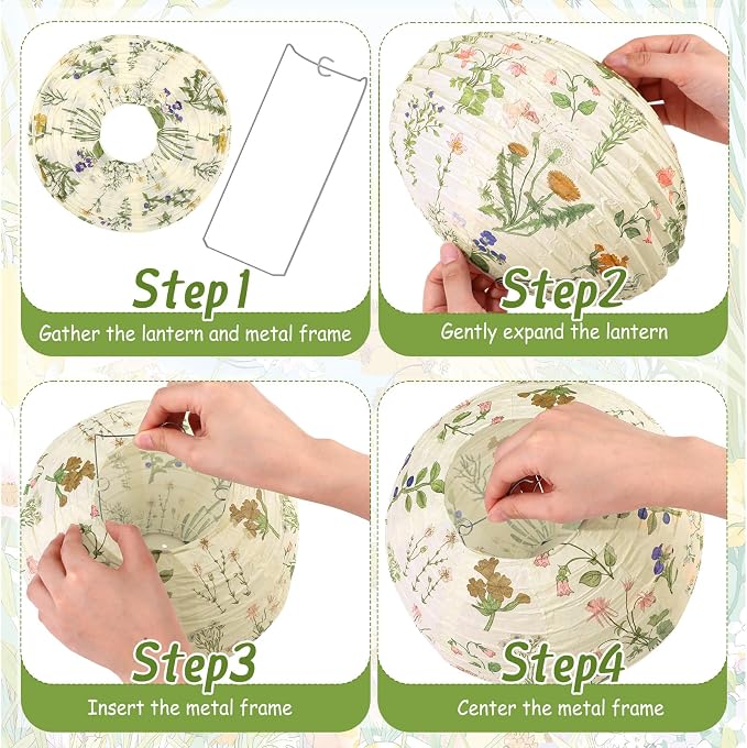 Honoson 12 Pcs Wildflower Paper Lanterns Spring Floral Wildflower Party - Image 3
