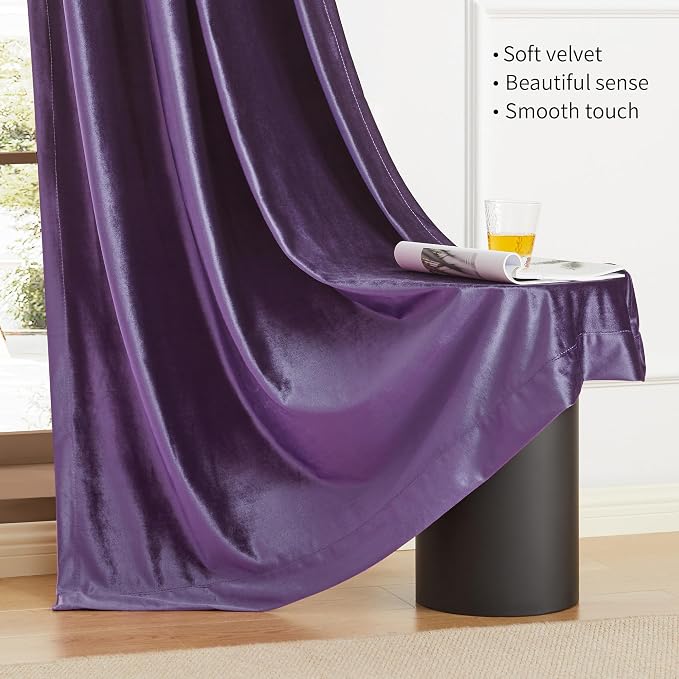 Velvet Violet Purple Blackout Curtains 108 inch Length - Image 4