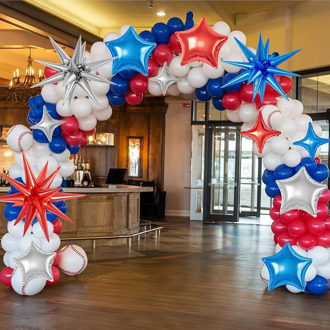 Red Blue Silver Star Balloons, 22/18/10 Inch Foil Balloons, Four-Pointed Balloon - Image 5
