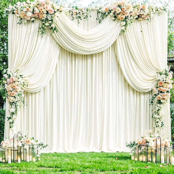 8 Panels Ivory Backdrop Curtains - Image 3