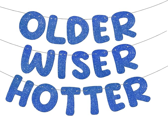 Fulmoon Set of 3 Pre Strung Older Wiser Hotter Glitter Banner Funny Birthday by Fulmoon